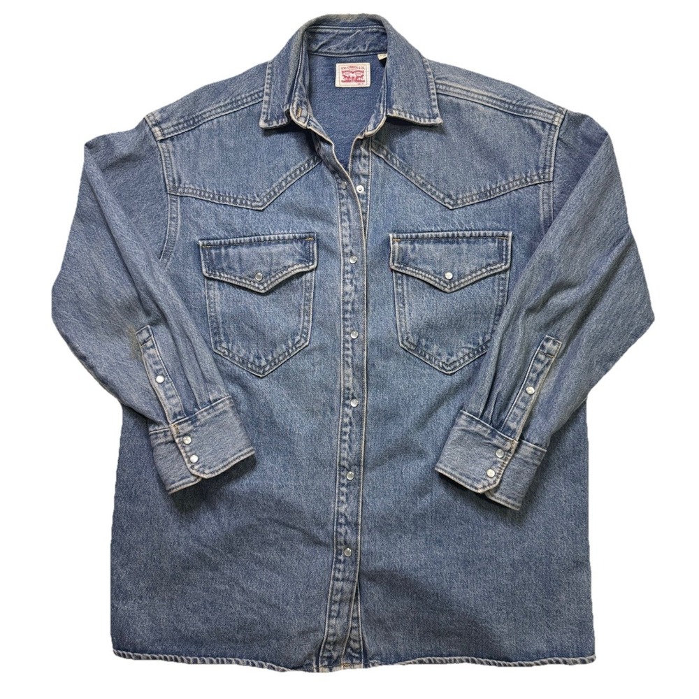 Levi's Shacket Women's Ultimate Western Denim Pearl Snap Pockets Sizing Below